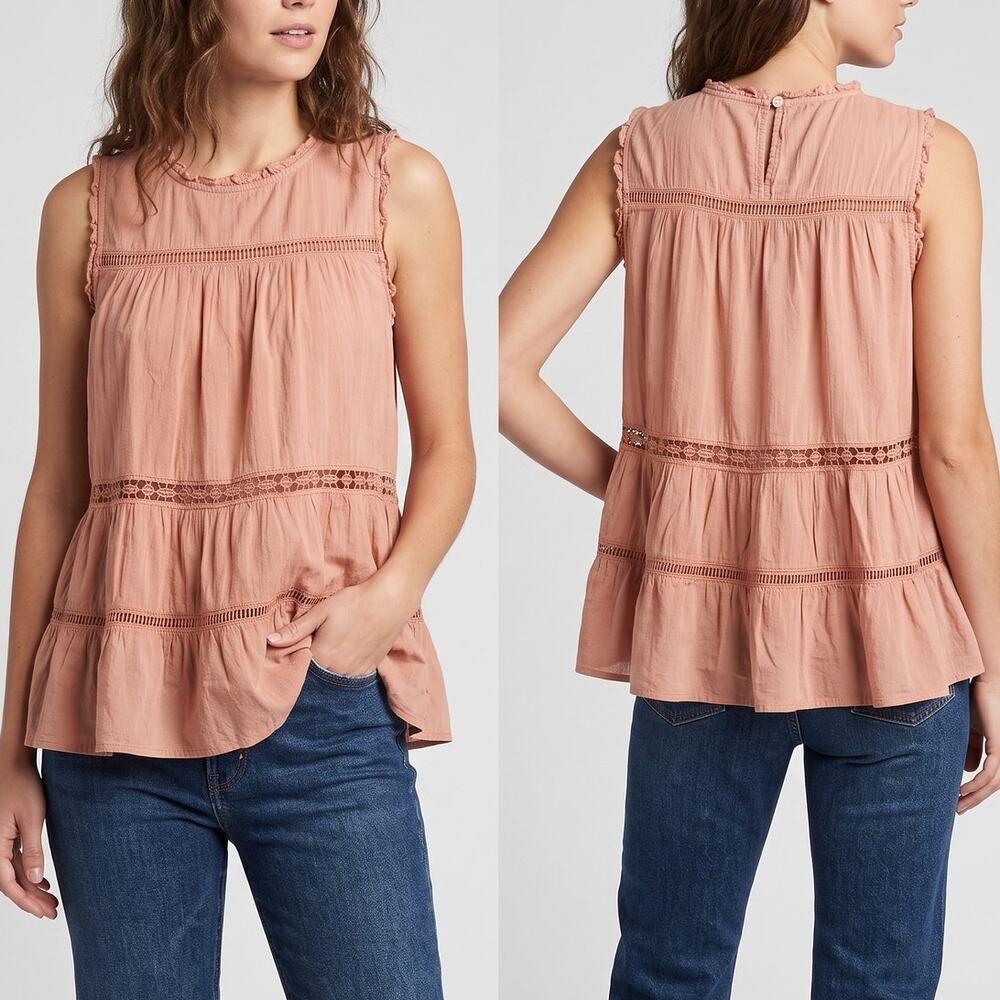 Ann Taylor LOFT Small Sleeveless Top Peach Pink Cotton Modal